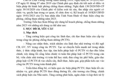 THKĐ – CÔNG KHAI KẾ HOẠCH TRIỂN KHAI CÔNG TÁC PHÒNG, CHỐNG THAM NHŨNG NĂM 2023