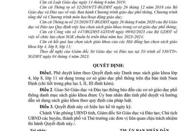 Trường Tiểu học Kim Đồng công khai Danh mục Sách giáo khoa lớp 4 Năm học 2023 – 2024.