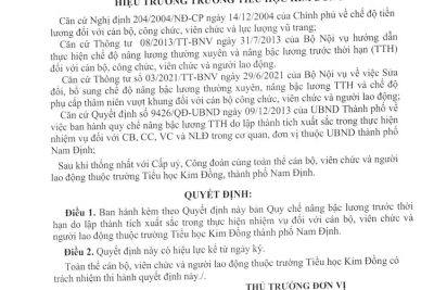 THKĐ – Công khai Quy chế nâng lương trước thời hạn năm 2023