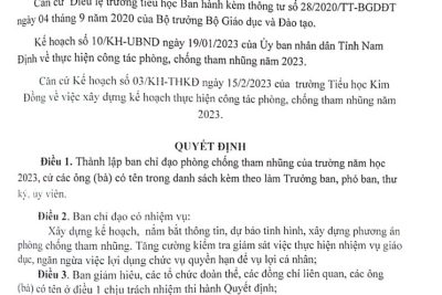 THKĐ – Công khai Quyết định thành lập Ban chỉ đạo phòng chống tham nhũng năm 2023